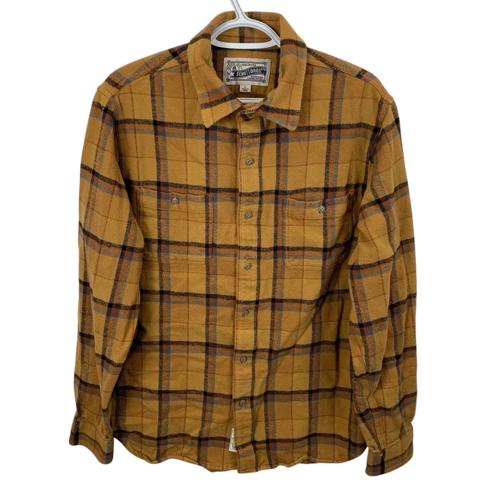 Schott NYC Mustard Plaid Casual Button Down Shirt